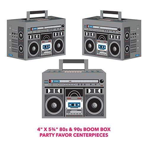 80's and 90's Decades Inflatable Boom Box Cooler (24" W x 16" H) and 3 Boom Box Party Favor Table Centerpiece Decorations party supplies