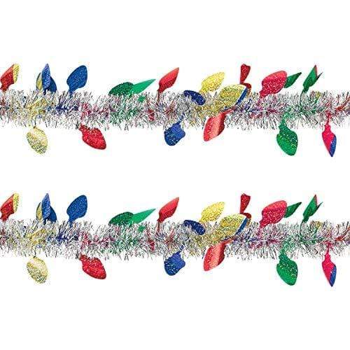 Christmas Tinsel - Christmas Light Bulb Tinsel Tree Garland for Holiday Decorating, 9 Feet Each (Pack of 2) party supplies