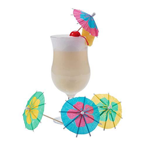 Cocktail Umbrellas and Food Picks for Luau Party - 144 count Umbrellas and 72 Food Picks (Hibiscus Flower Pattern) party supplies