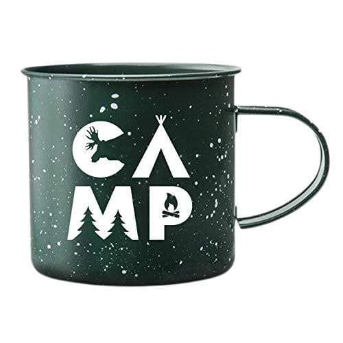 Create Your Space Camping Coffee Mug - Hipster Camp Design on Large Enamel Coated Tin Mug (16 Ounce) party supplies
