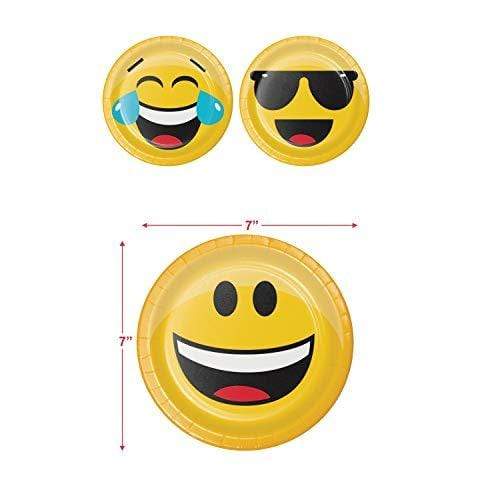 Emoji Party Supplies Tableware and Decorations (Assorted Emoji Face Paper Dessert Plates and Red Dessert Napkins (Serves 16)) party supplies