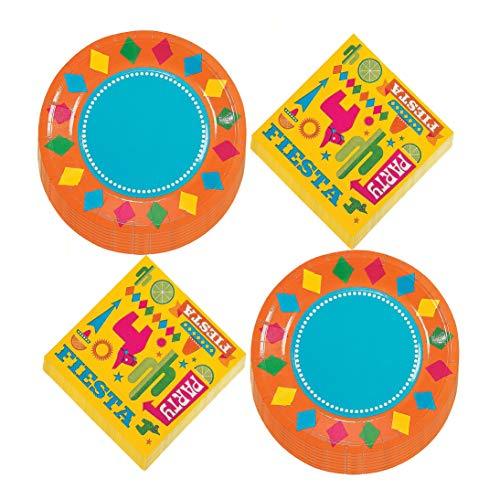 Fiesta Party Supplies - Bright Fiesta Paper Dessert Plates and Beverage Napkins (Serves 16) party supplies
