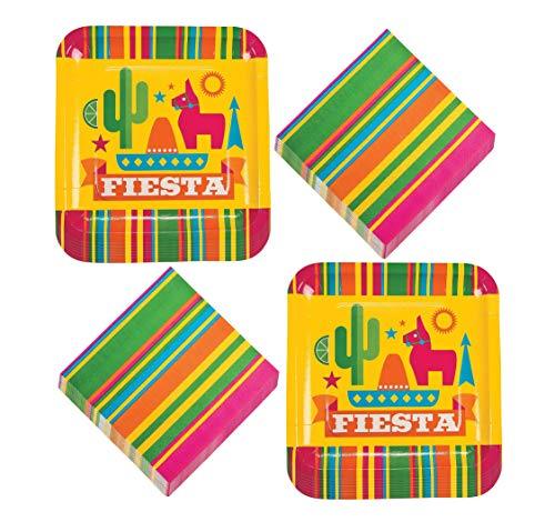 Fiesta Party Supplies for Cinco De Mayo and Summer Parties (Dinner Plates and Luncheon Napkins) party supplies