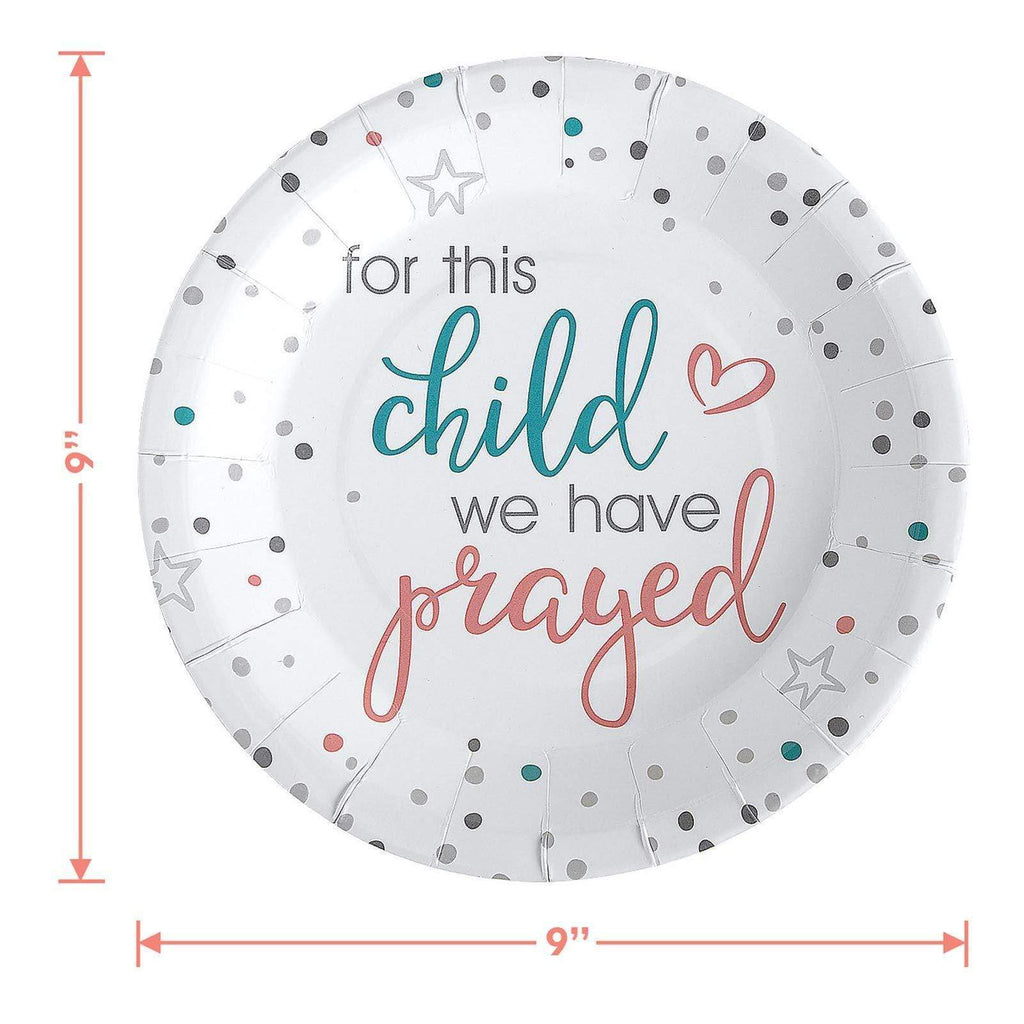 For This Child We Have Prayed Neutral Baby Shower Paper Dinner Plates and Luncheon Napkins (Serves 16) party supplies