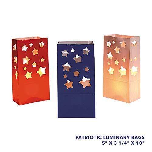 Live It Up! Party Supplies Patriotic Luminary Bags & American Flags for 4th of July Decorations, Military Welcome Home Parties and More (48 Decorations Total) party supplies