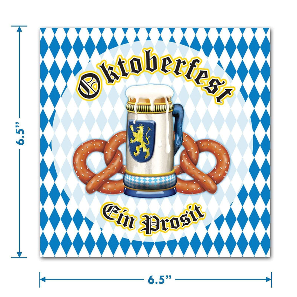 Oktoberfest Party Supplies - Disposable Tableware Paper Plates and Napkins (Blue and White Checkered Pretzel Paper Dinner Plates and Luncheon Napkins (Serves 16)) party supplies