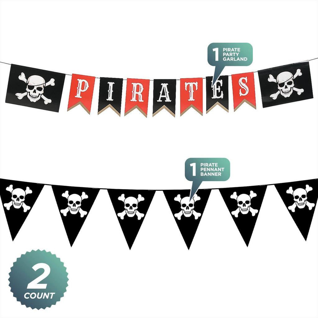 Pirate Party Skull & Bones Paper Garland and Pennant Banner Set party supplies