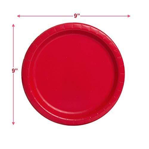 Ruby Red Paper Dinner Plates and Luncheon Napkins, Solid Red Party Supplies and Summer Picnic Table Decorations (Serves 16) party supplies