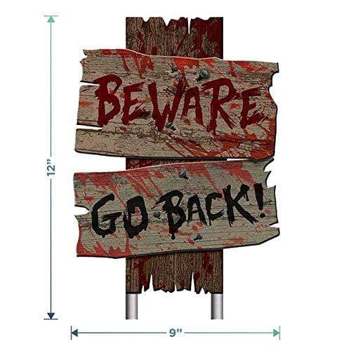 Seasonal Hanging and Home Decor - Halloween Outdoor Cemetery Sidewalk Beware Signs (Set of 6 Signs) party supplies