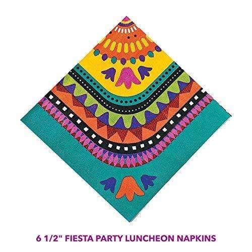 Teal Fiesta Party Pack - Cups, Plates, Napkins - for Cinco De Mayo or Summer Parties - Serves 16 party supplies