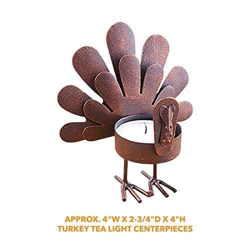 Turkey Tea Light Centerpiece Set - Thanksgiving and Fall Rustic Metal Table Decor (Set of 3) party supplies