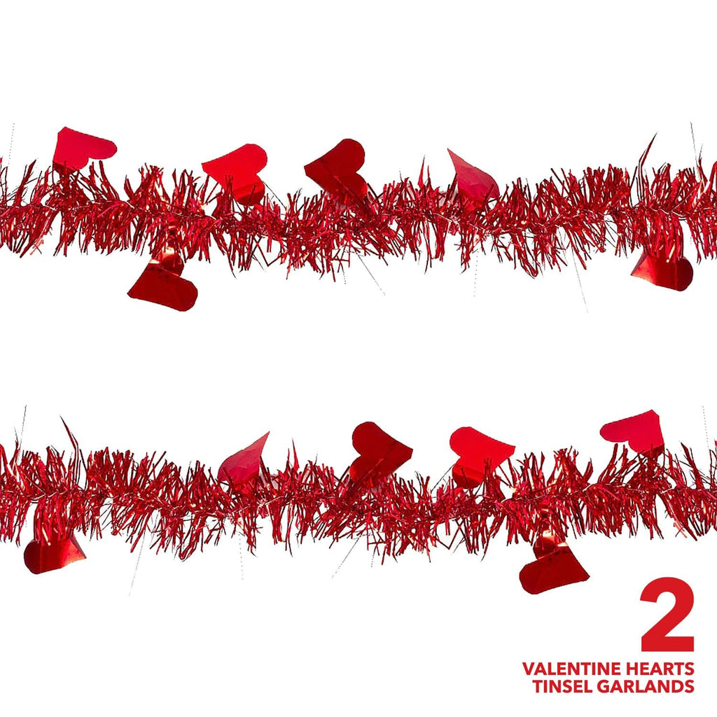 Valentine's Day Decorations - Red Heart Tinsel Garland, 9 Foot Each (2 Pack) party supplies