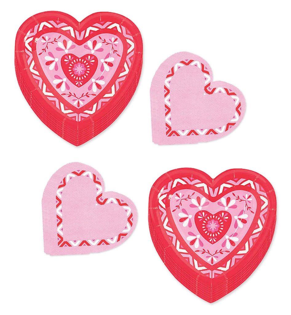 Valentine's Day Party Supplies - Valentine Fiesta Paper Dessert Plates and Beverage Napkins (Serves 16) party supplies