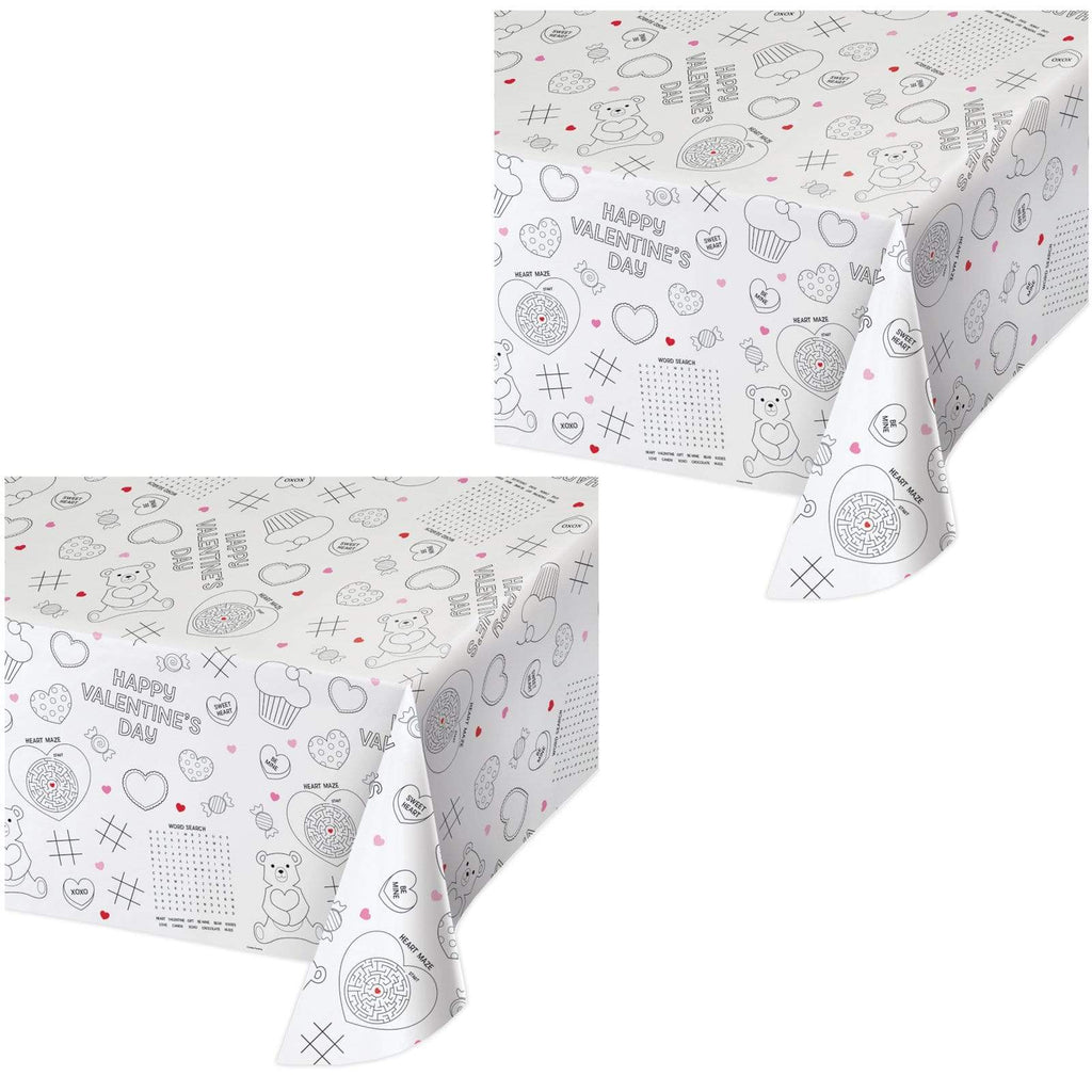 Valentine's Day Party Supplies (Valentine's Day Party Supplies Paper Activity Table Cover for Kids, 54" x 88" (2 Pack)) party supplies