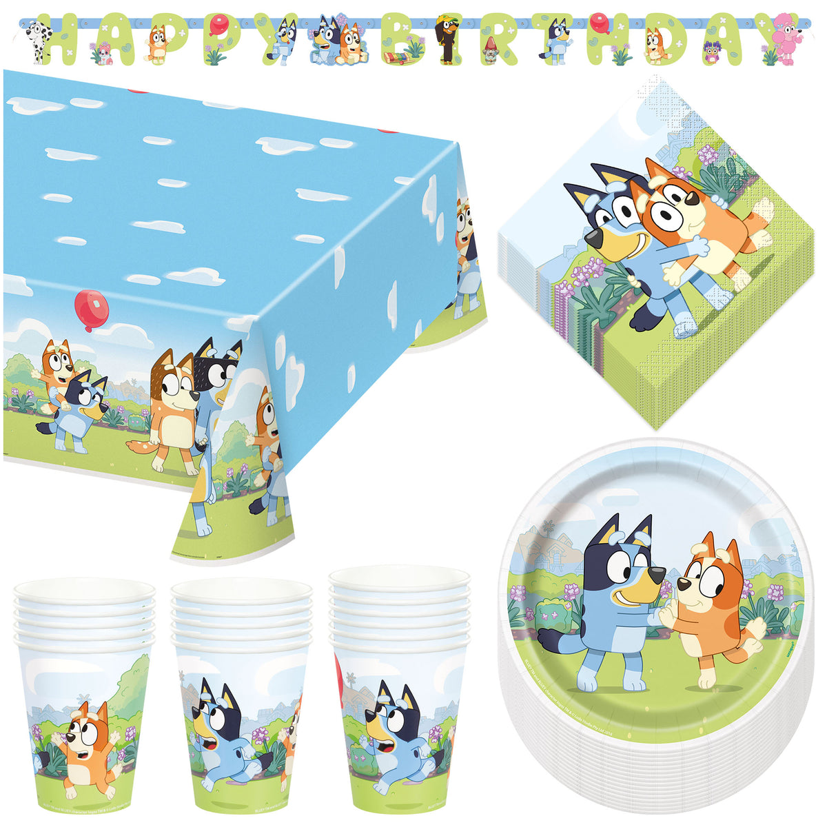 Bluey Party Supplies - Bluey Theme Birthday Paper Dessert Plates, Napk ...