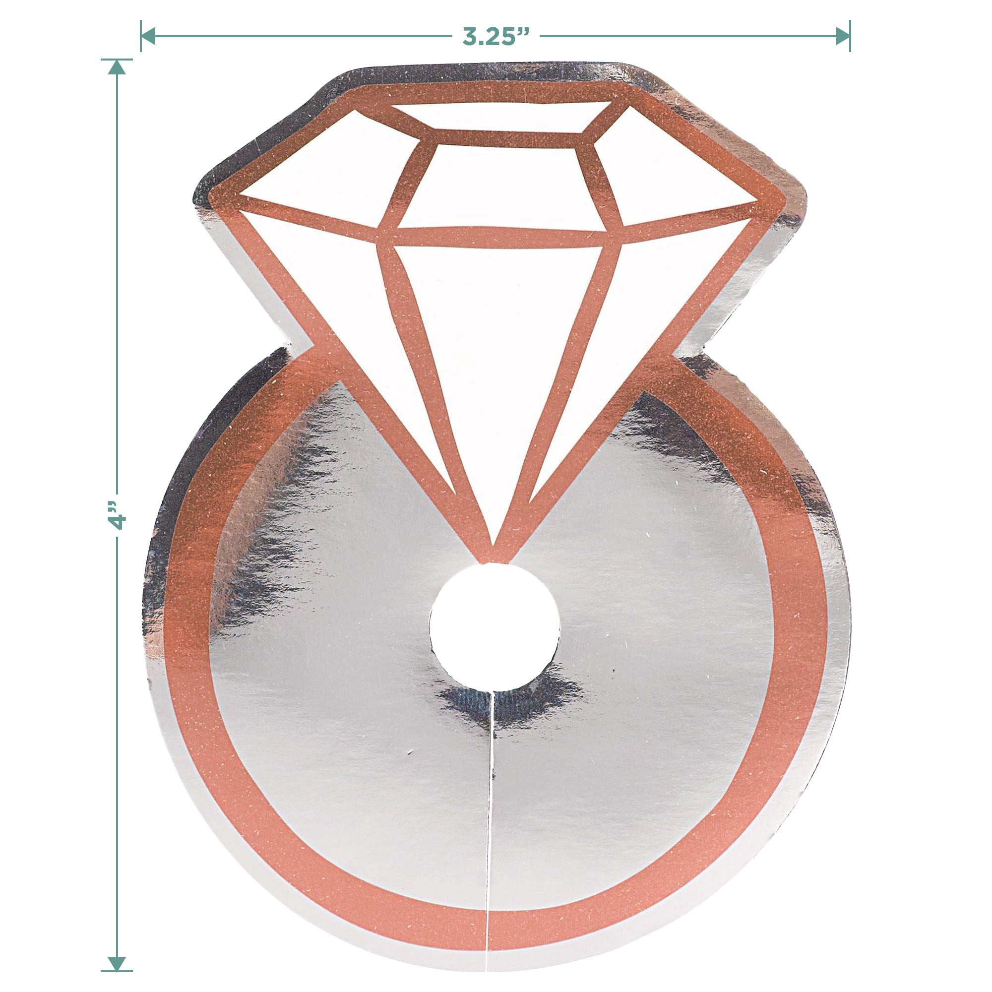 Bridal Party Supplies - Blush Rose Gold Diamond Ring Shaped Glass Tags ...