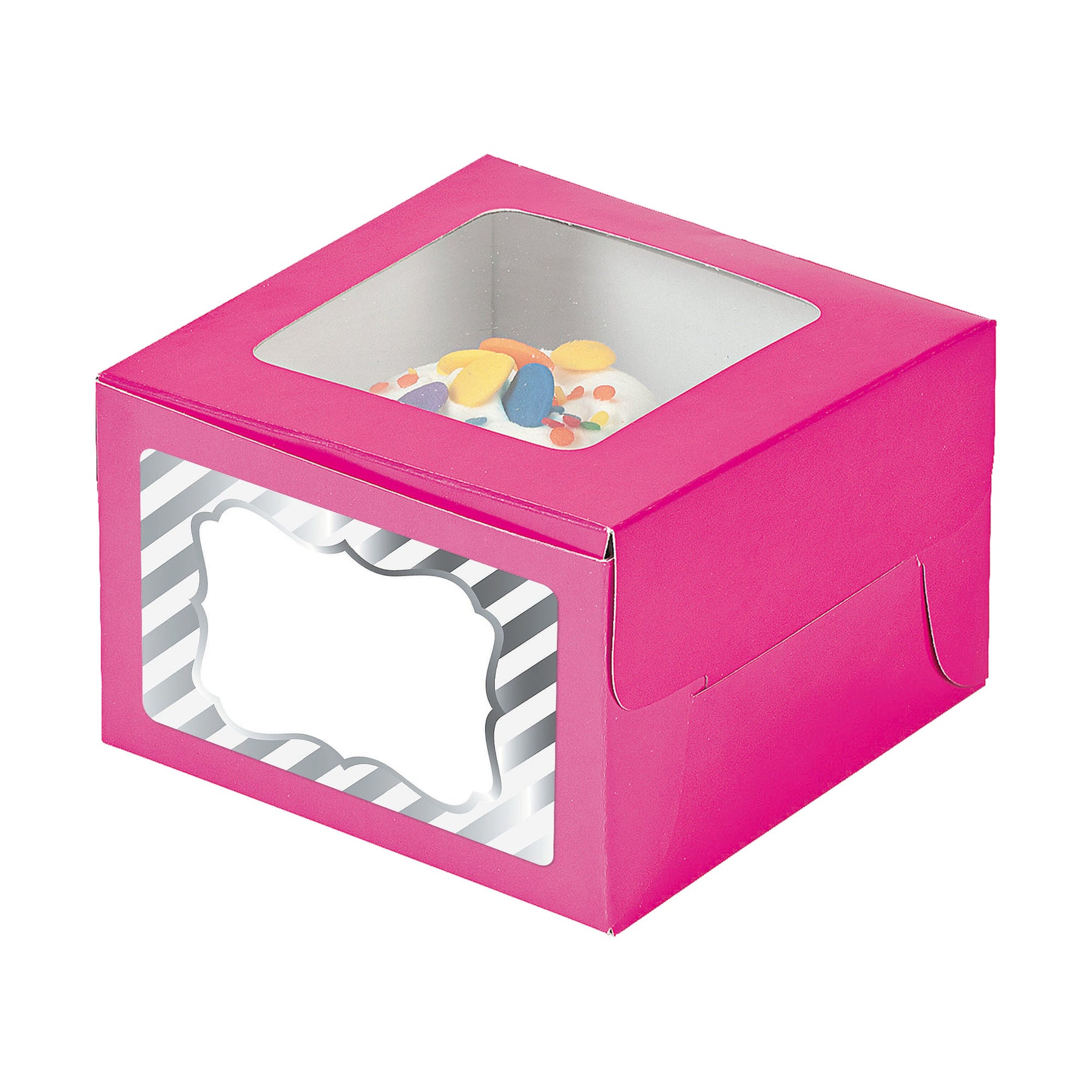 Pink Cupcake Boxes with Sticker Labels - Individual Single Cupcake Box ...