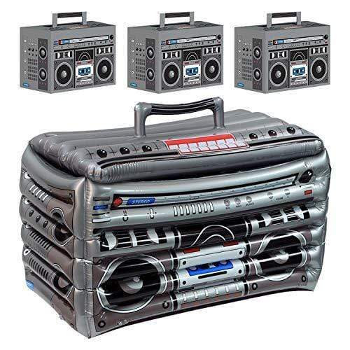 80's and 90's Decades Inflatable Boom Box Cooler (24" W x 16" H) and 3 Boom Box Party Favor Table Centerpiece Decorations party supplies