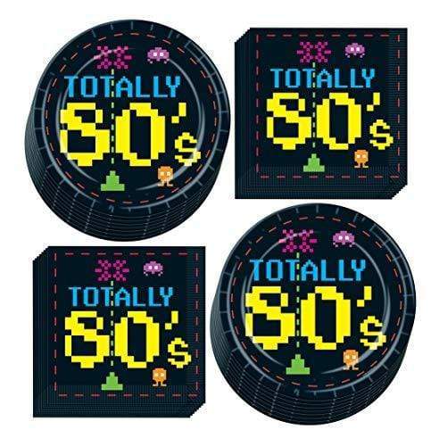 80's Pixelated Arcade Paper Dinner Plates and Luncheon Napkins (Serves 16) party supplies