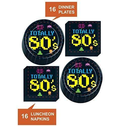 80's Pixelated Arcade Paper Dinner Plates and Luncheon Napkins (Serves 16) party supplies