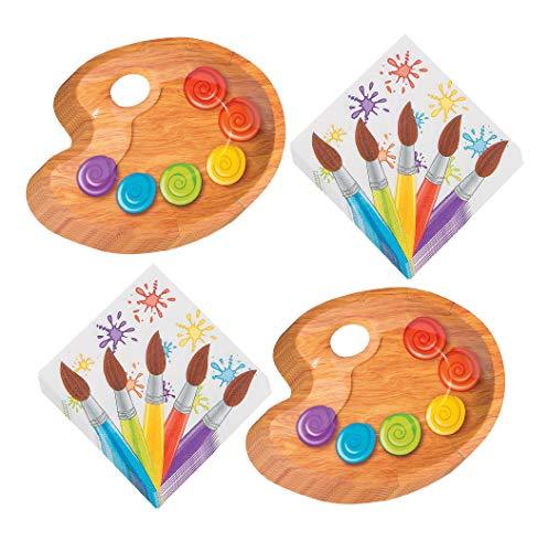 Art Party Supplies - Paint Palette Paper Dessert Plates and Artist Bru –  Home & Hoopla