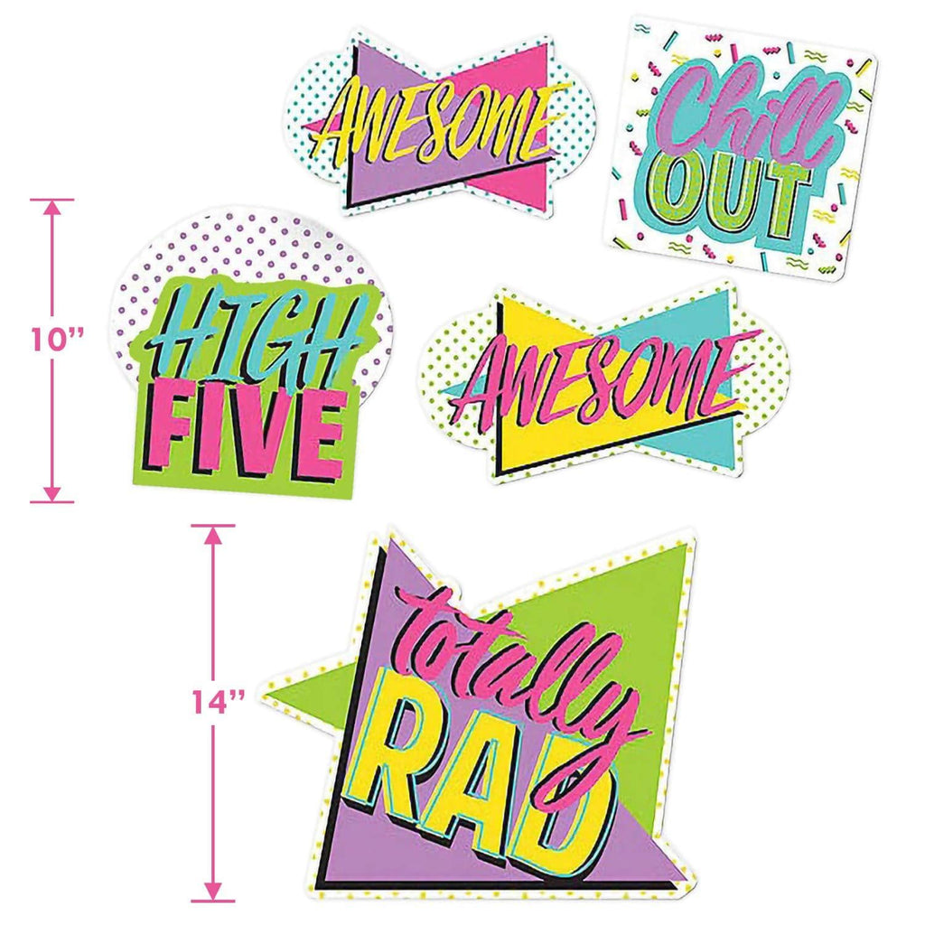 Awesome 80's and 90's Party Supplies - Hanging Decorations, Cutouts, and Centerpieces (10 Piece Set) party supplies