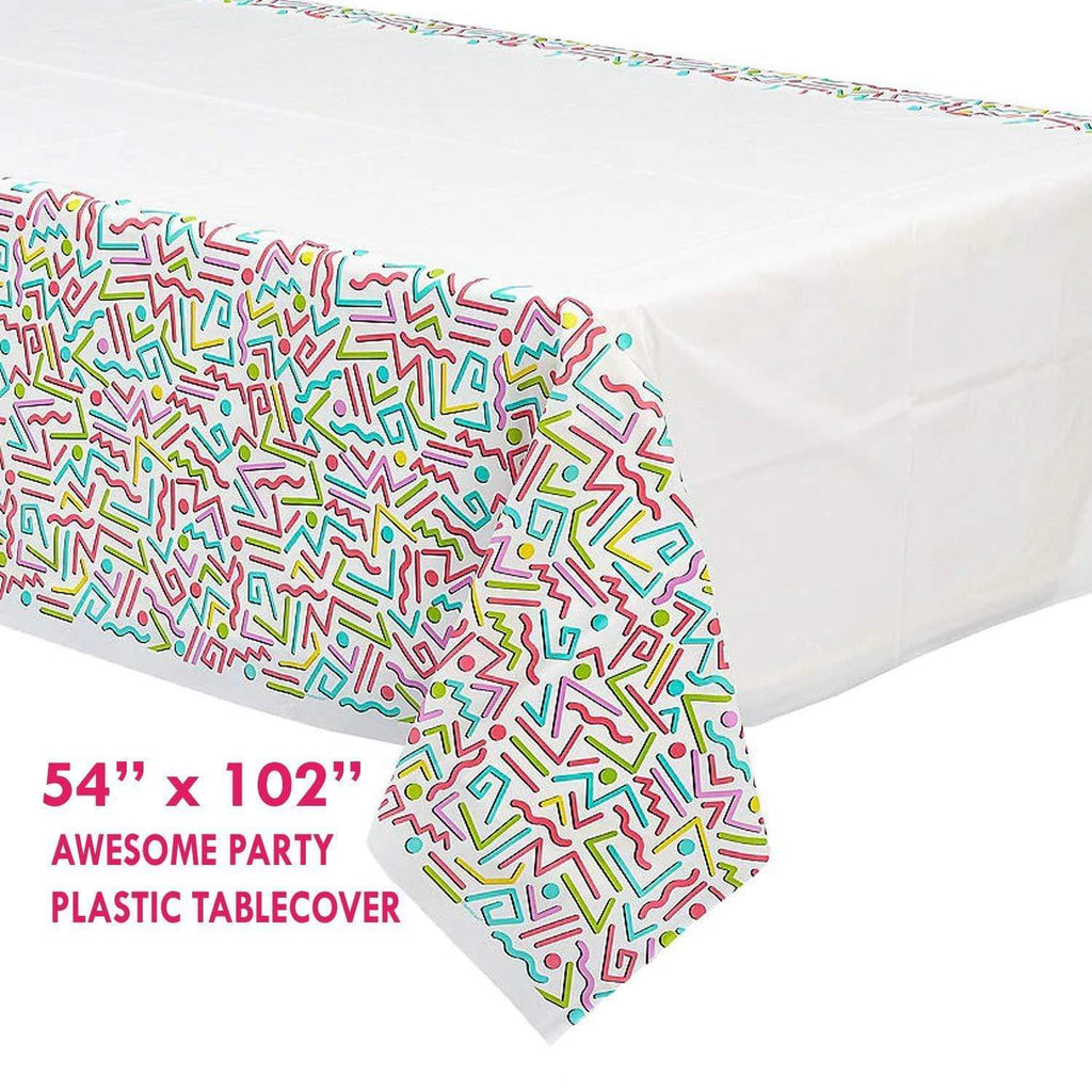 Awesome 80's and 90's Party Supplies - Rad Shapes Plastic Party Table Cover, 54" x 108" (2 Pack) party supplies