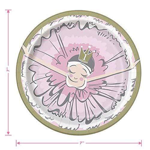 Ballerina Pink & Gold Paper Dessert Plates and 1st Birthday Lunch Napkins (Serves 16) party supplies