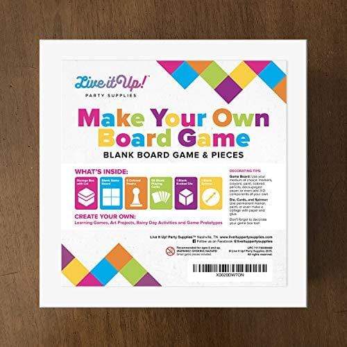 Blank Board Game and Pieces DIY Set with Pawns, Cards, Spinner, Dice and Custom Storage Box party supplies