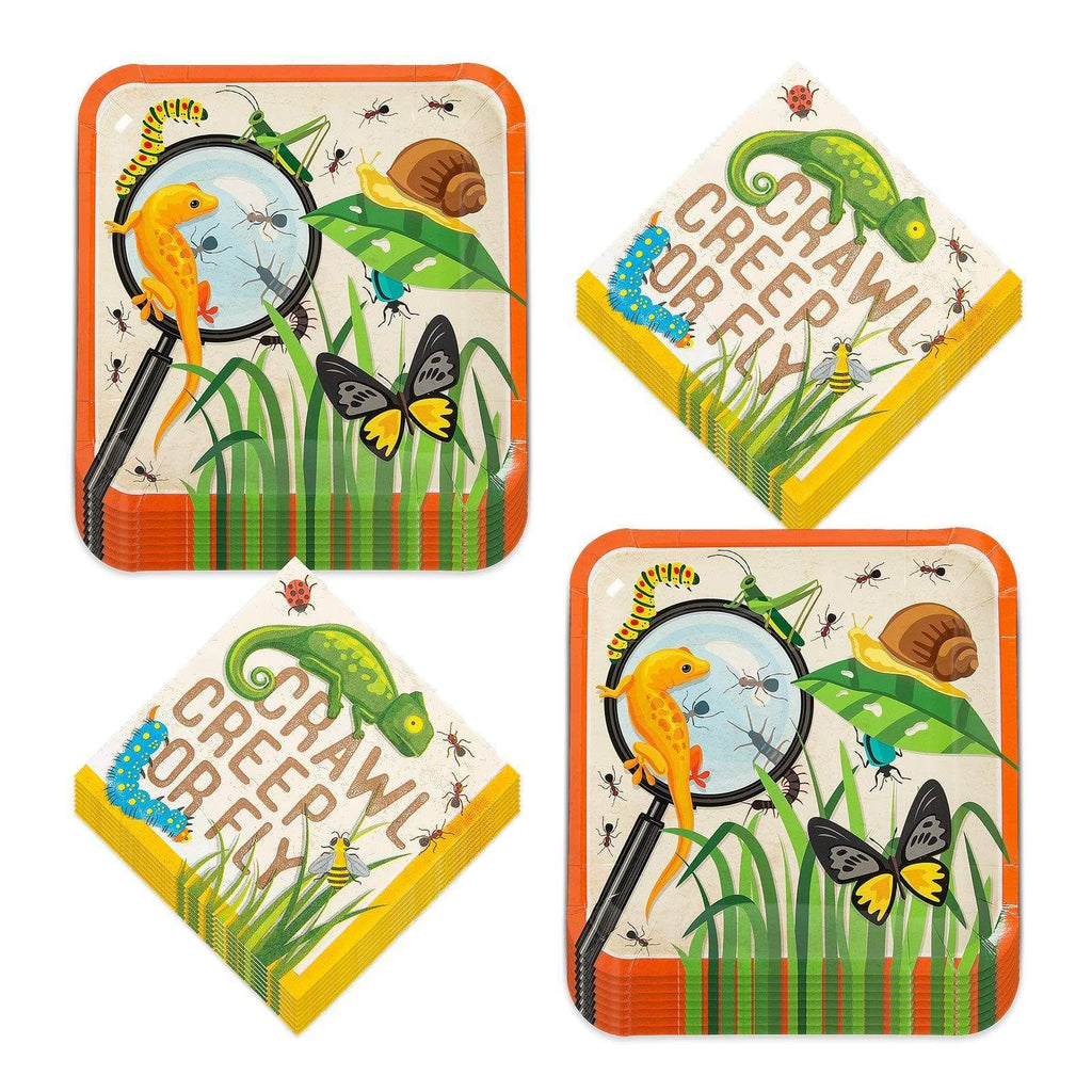 Bug and Insect Backyard Adventure Paper Dinner Plates and Lunch Napkins (Serves 16) party supplies