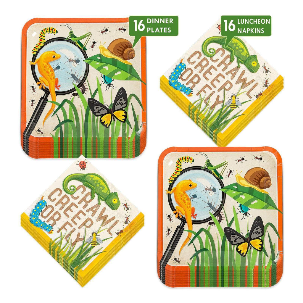 Bug and Insect Backyard Adventure Paper Dinner Plates and Lunch Napkins (Serves 16) party supplies