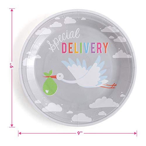 Bundle of Joy Stork Paper Dinner Plates and Luncheon Napkins (Serves 16) party supplies