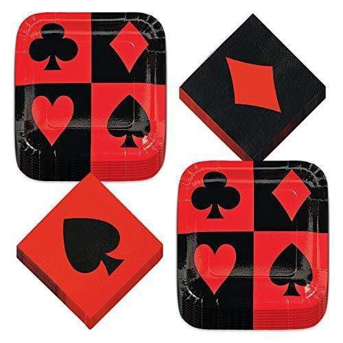 Card Party, Casino, and Magic Party Supplies - Card Suits Paper Dinner Plates and Luncheon Napkins (Serves 16) party supplies