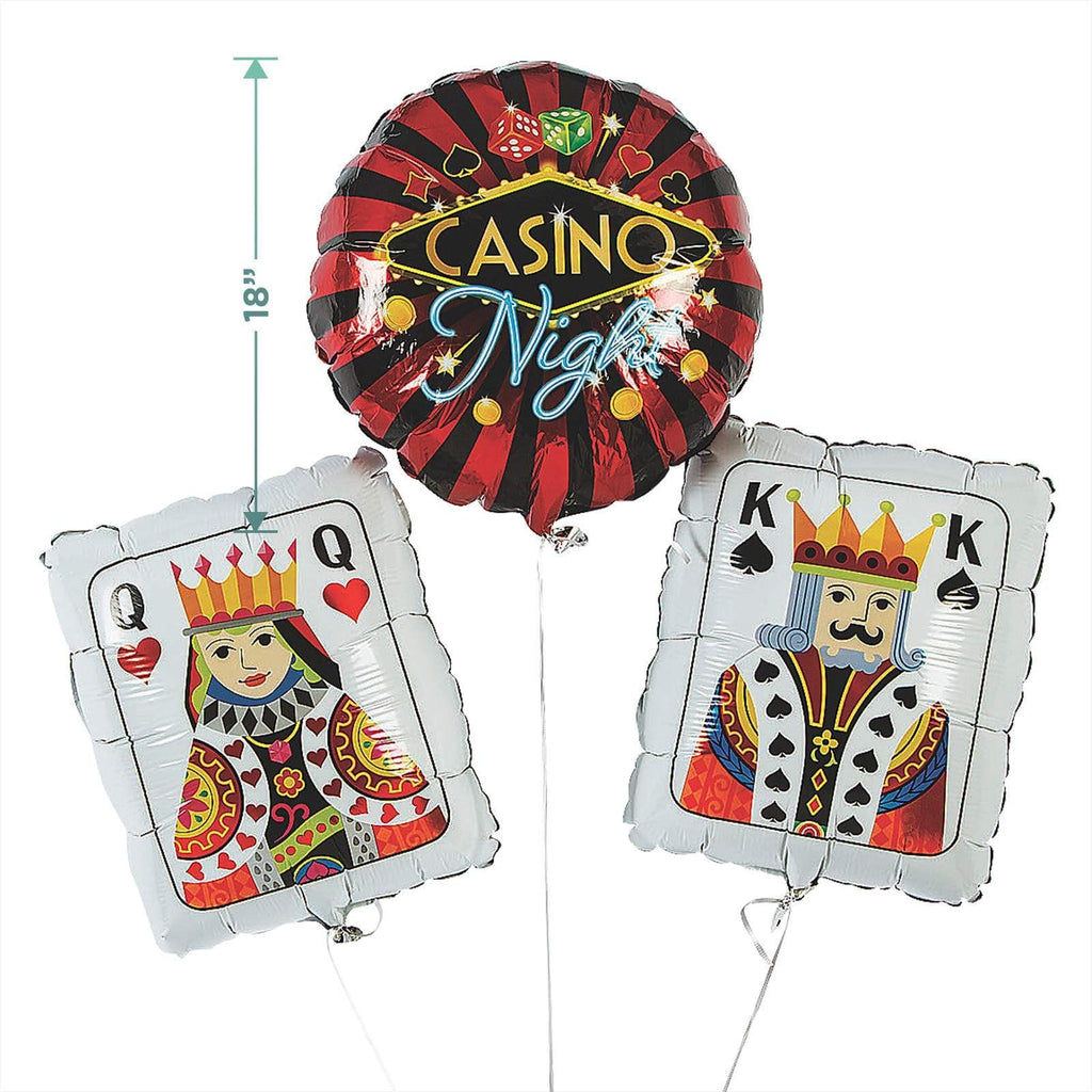 Casino Night Party Supplies - Card Suits Mylar Balloon Set and Hanging Banner Garland party supplies