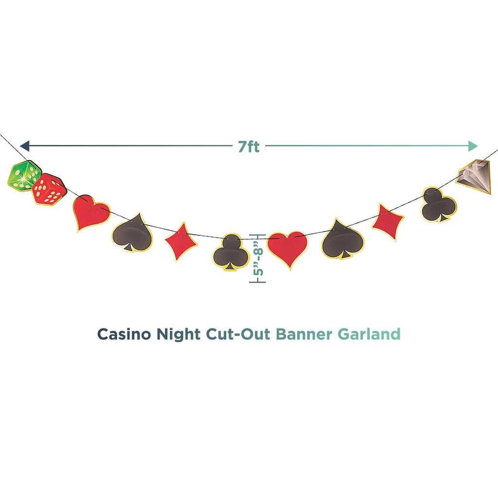 Casino Night Party Supplies - Card Suits Mylar Balloon Set and Hanging Banner Garland party supplies