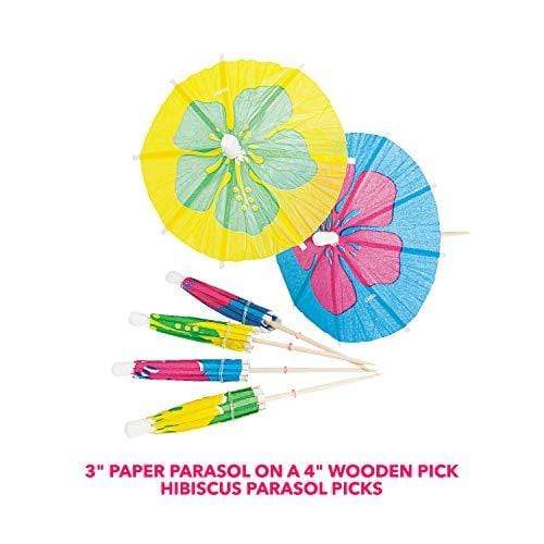 Cocktail Umbrellas and Food Picks for Luau Party - 144 count Umbrellas and 72 Food Picks (Hibiscus Flower Pattern) party supplies
