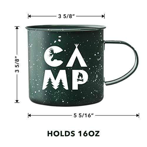 Create Your Space Camping Coffee Mug - Hipster Camp Design on Large Enamel Coated Tin Mug (16 Ounce) party supplies