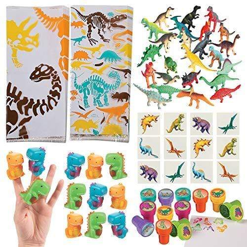 Dinosaur Party Favor Assortment - 12 Goody Bags and 48 Toys (60 Pieces Total) party supplies