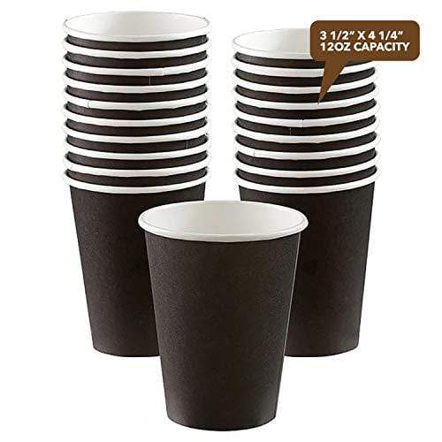 Disposable Coffee or Hot Chocolate Cups - Black Cups, Lids, and Might Be Whiskey Kraft Sleeves, 12 Ounce - 20 Count party supplies
