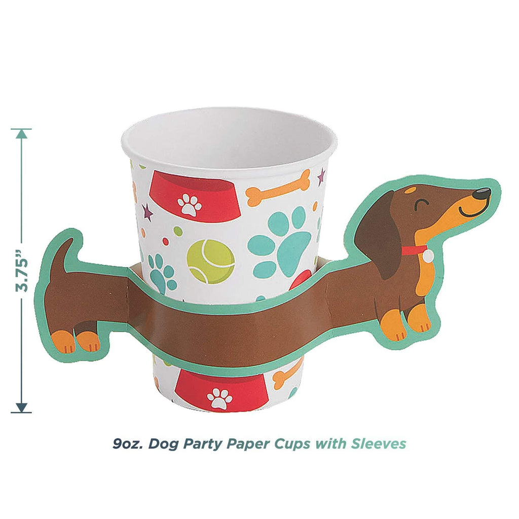 Dog Party Pack - Red Paper Dessert Plates, Dog Bone Lunch Napkins, Cups with Sleeves, and Assorted Balloon Decorations (Serves 16) party supplies