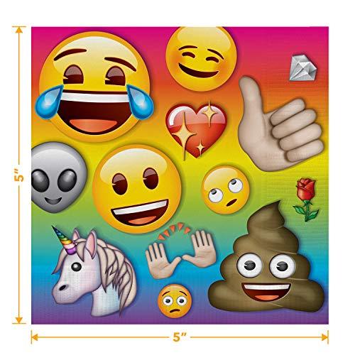 Emoji Party Supplies Tableware and Decorations (Rainbow Emoji Paper Dessert Plates and Beverage Napkins (Serves 16)) party supplies