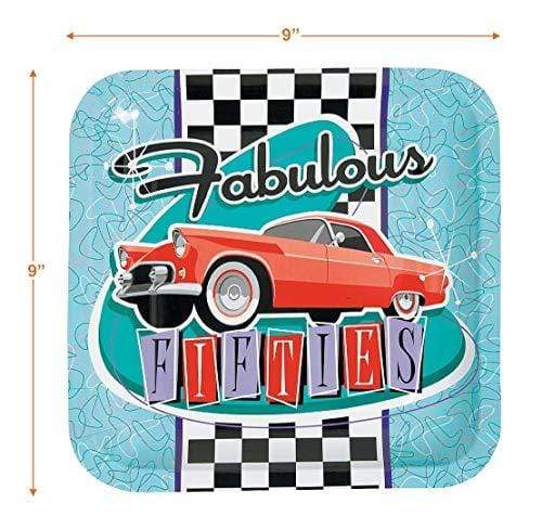 Fabulous 50's Diner Paper Dinner Plates and Luncheon Napkins (Serves 16) party supplies