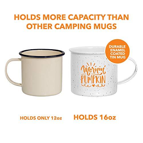 Life Is Better Around The Campfire Tin Enamel Camping Coffee Mug (Midnight Black, 15 Ounce)