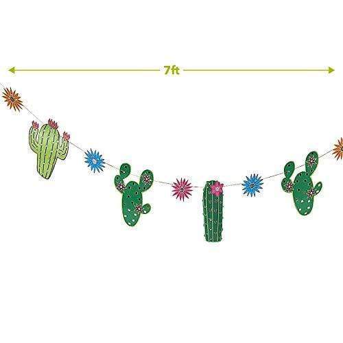 Fiesta Party Supplies - Cactus Flower Succulent Table Runner and Hanging Garland Set party supplies