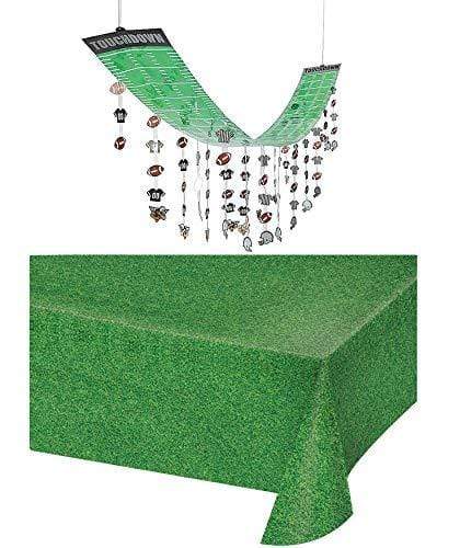 Footbal Party Supplies - Hanging Ceiling Decorations and Plastic Turf Tablecover party supplies
