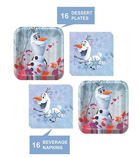 Frozen Party Supplies - Frozen II Metallic Paper Dessert Plates and Beverage Napkins (Serves 16) party supplies