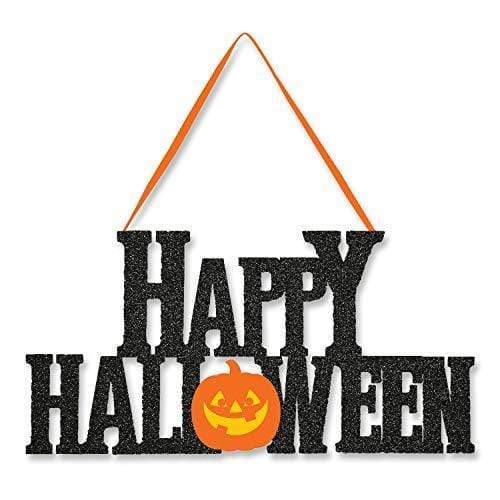 Halloween Party Decorations and Home Decor - Seasonal Happy Halloween Hanging Glitter Sign party supplies