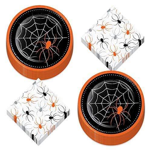 Halloween Party Spider Web Paper Dinner Plates & Luncheon Napkins (Serves 16) party supplies