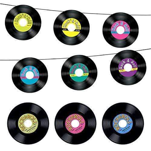 Hanging Records Streamer Garland and Set of 3 party supplies