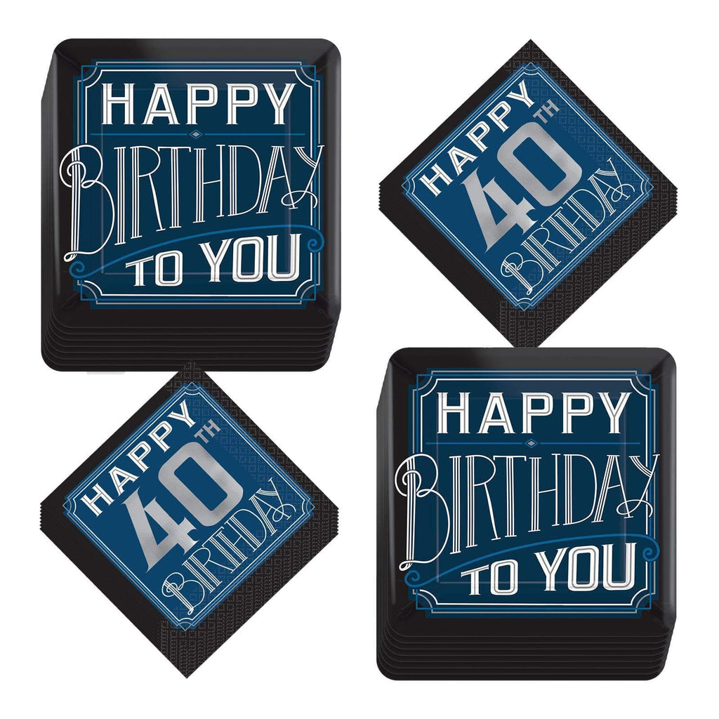 Happy Birthday Old Man 40th Milestone - Paper Dessert Plates and Beverage Napkins (Serves 16) party supplies